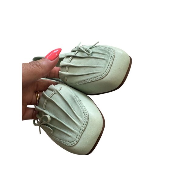 ENZO ANGIOLINI Light Green Seashell Leather Loafers Flats Size 5.5 - Picture 6 of 9